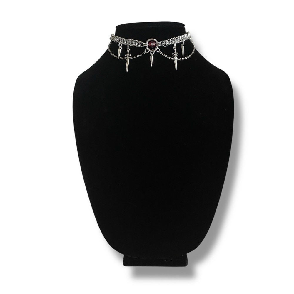 Handmade Gothic Grunge Vampire Y2K half Persian Weave Chainmail Charm Necklace